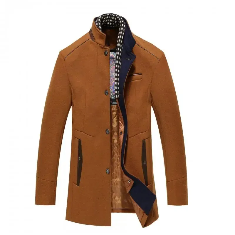 Stylish and warm men's winter coat with a stand-up collar