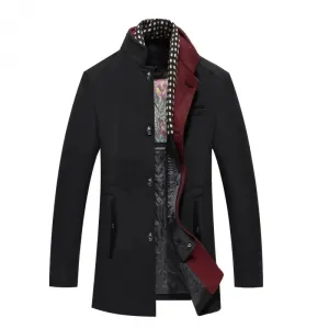 Stylish and warm men's winter coat with a stand-up collar