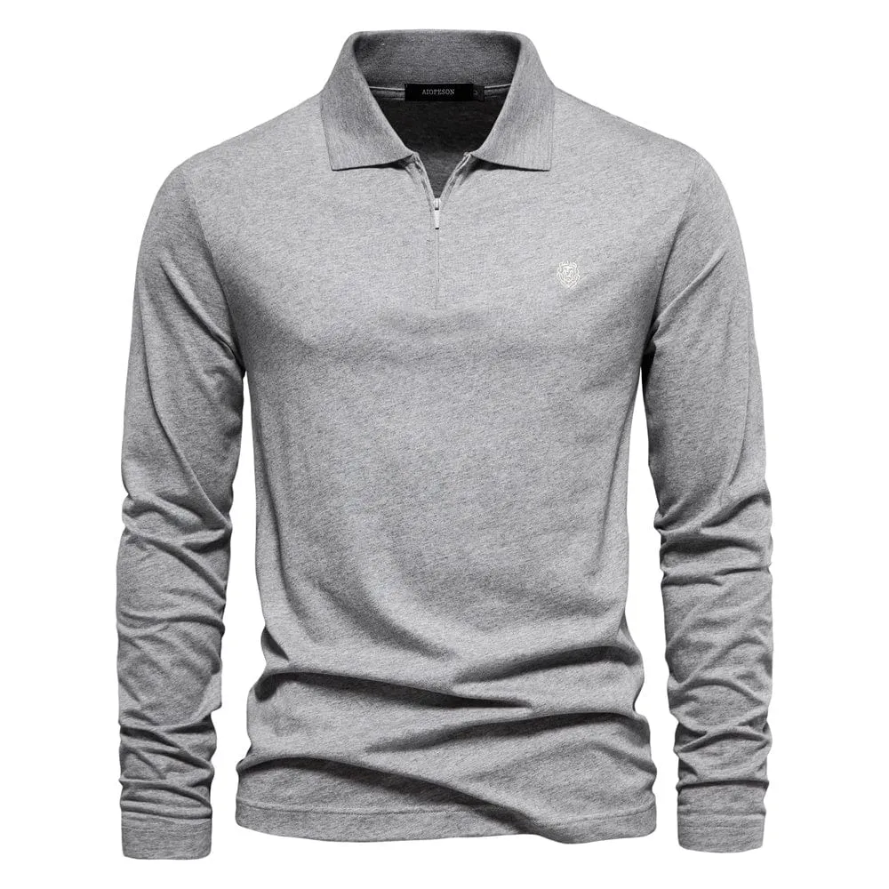 Stylish Long Sleeve Men's Polo in Cotton Fabric