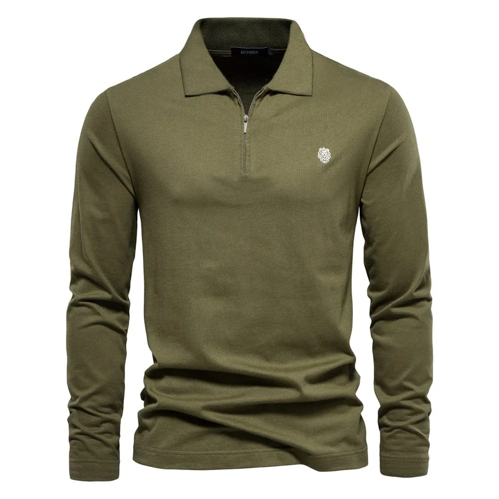 Stylish Long Sleeve Men's Polo in Cotton Fabric
