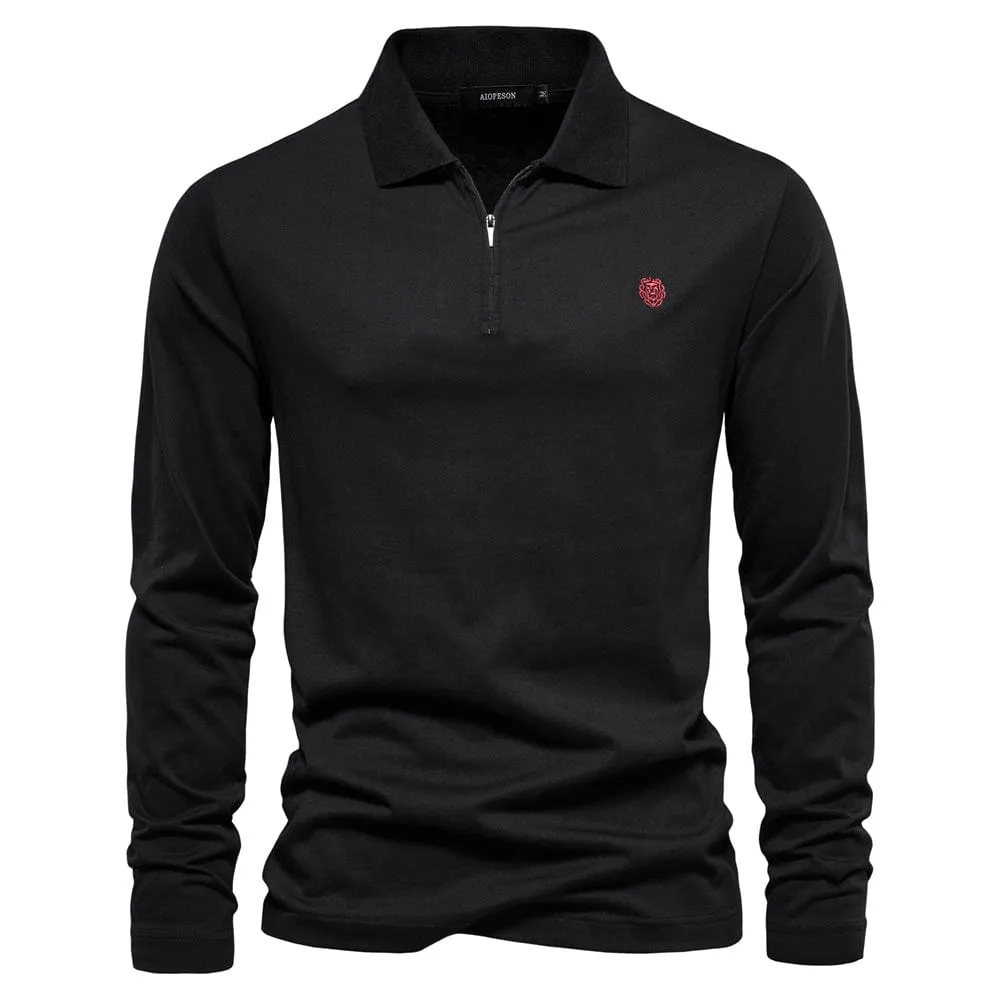 Stylish Long Sleeve Men's Polo in Cotton Fabric