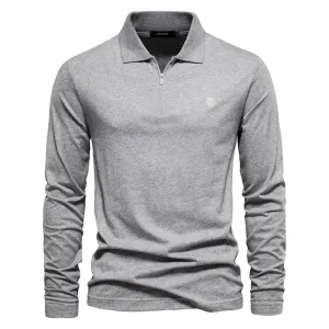 Stylish Long Sleeve Men's Polo in Cotton Fabric