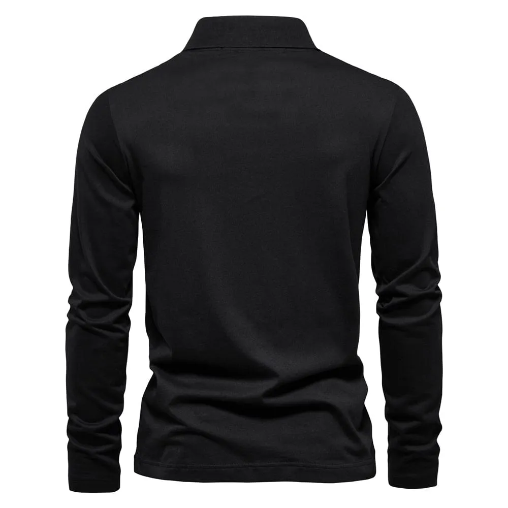 Stylish Long Sleeve Men's Polo in Cotton Fabric