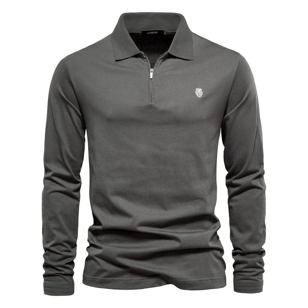 Stylish Long Sleeve Men's Polo in Cotton Fabric