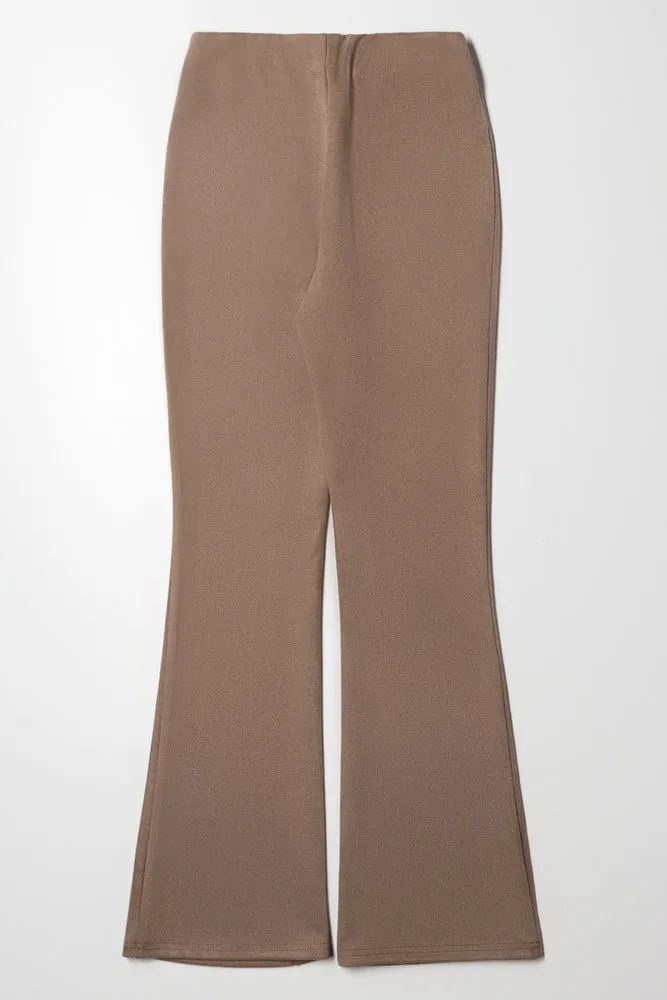 Suede Flare Leggings Brown