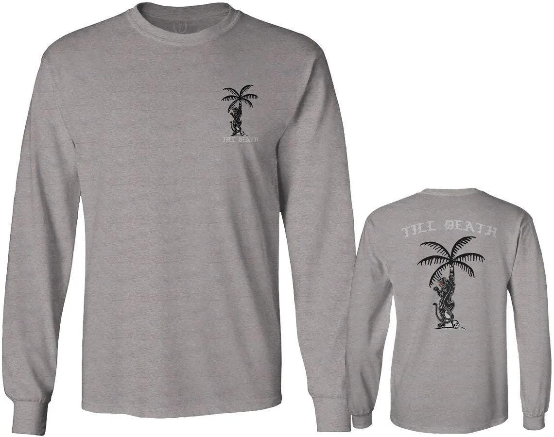 Summer Cool Graphic Palm Puma Tattoo Good Vibe Till Death Obei Society mens Long sleeve t shirt