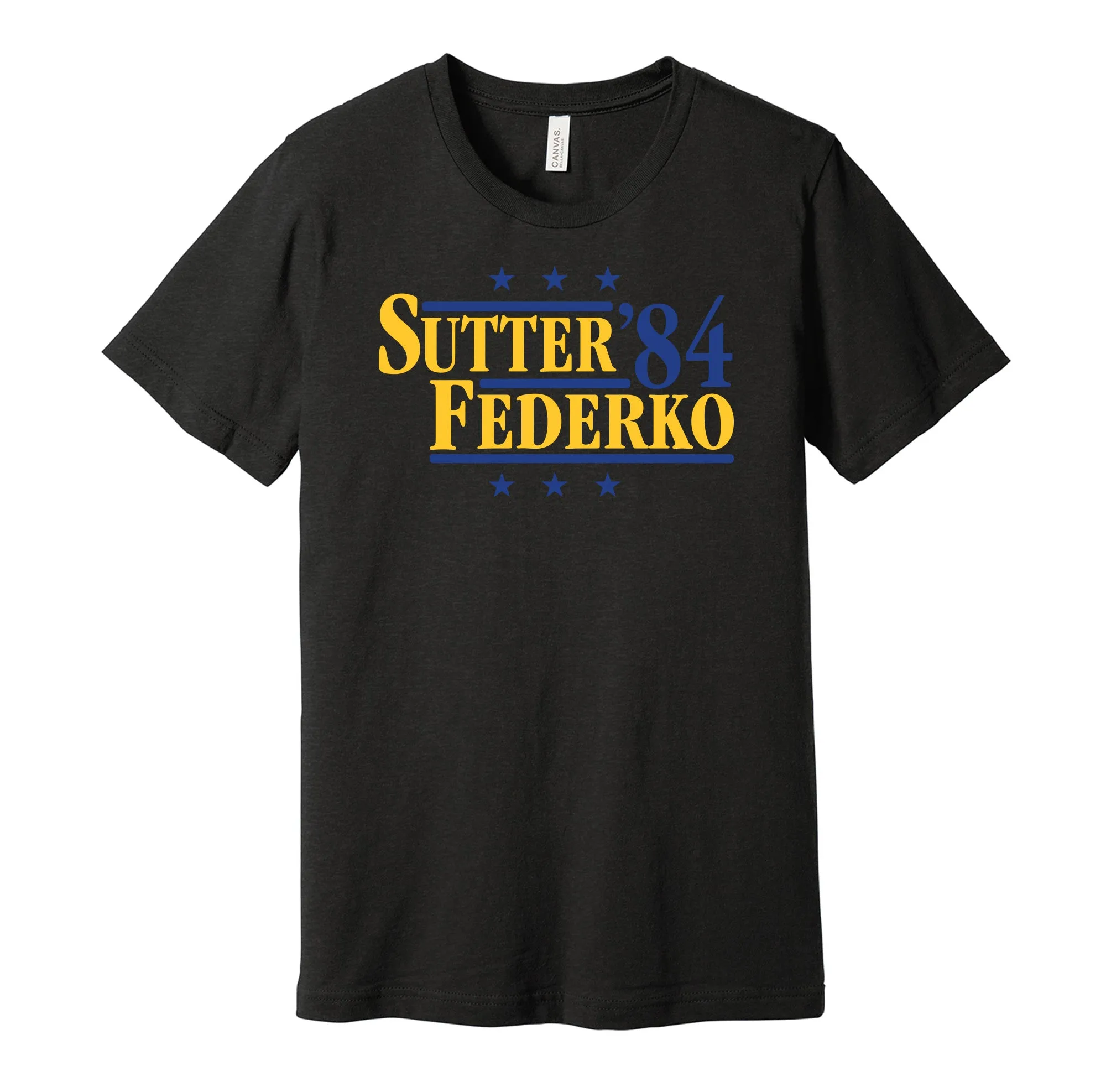 Sutter & Federko '84 - St Louis Hockey Legends Political Campaign Parody T-Shirt - Hyper Than Hype Shirts