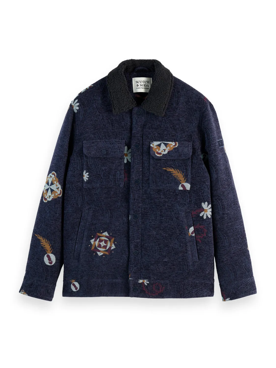 Swirl Poetry Jacquard Trucker Jacket - Night