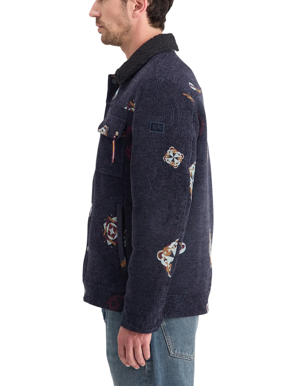 Swirl Poetry Jacquard Trucker Jacket - Night