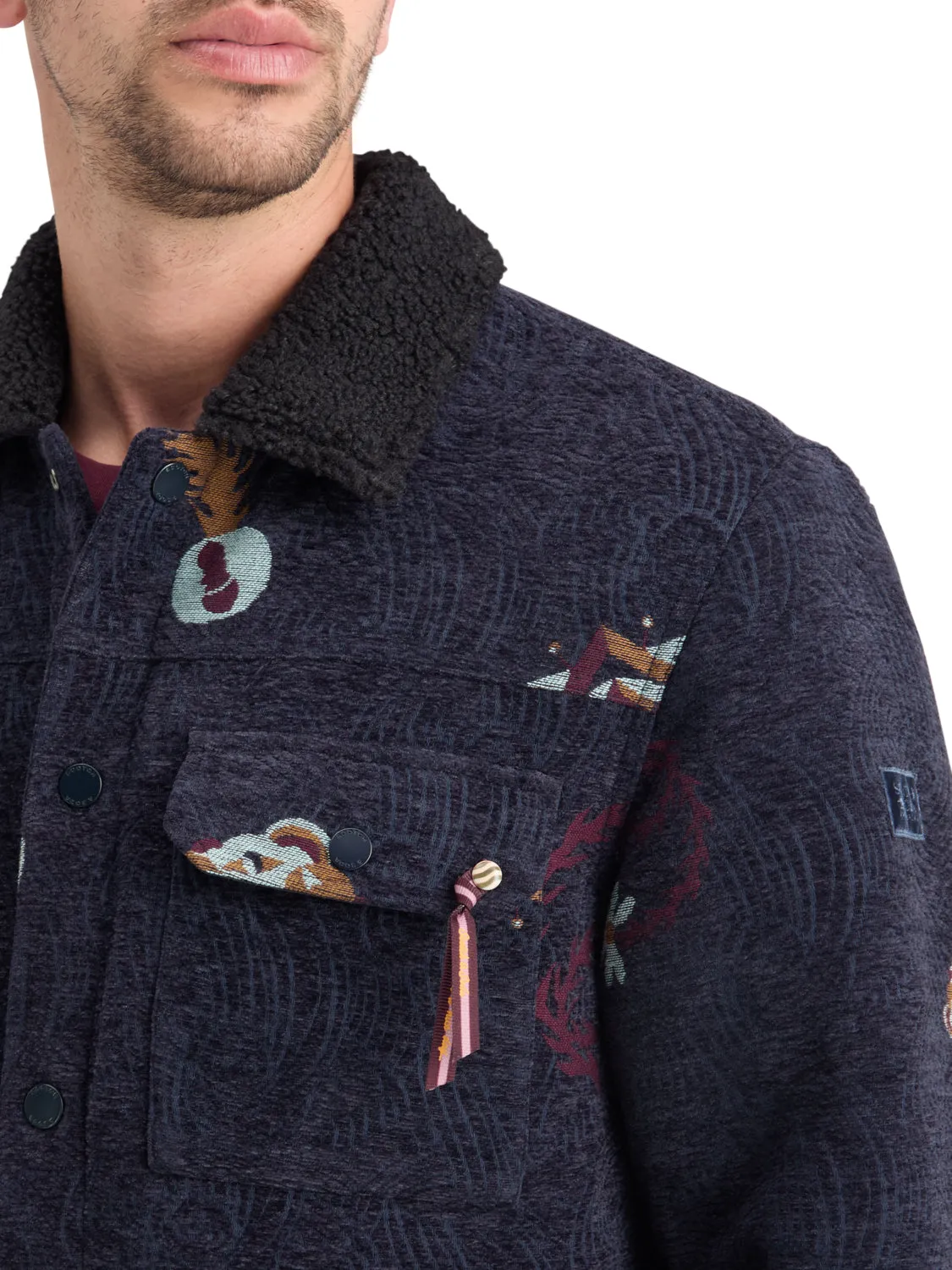 Swirl Poetry Jacquard Trucker Jacket - Night