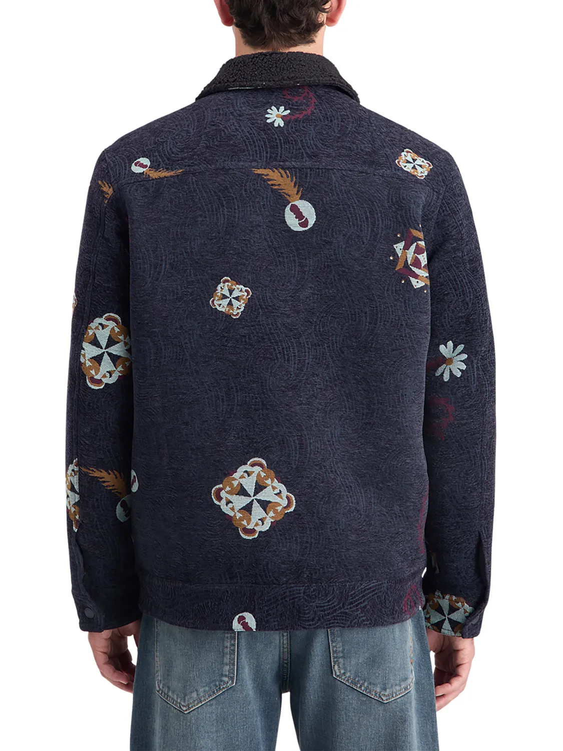 Swirl Poetry Jacquard Trucker Jacket - Night