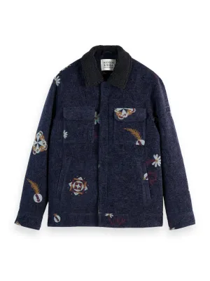 Swirl Poetry Jacquard Trucker Jacket - Night