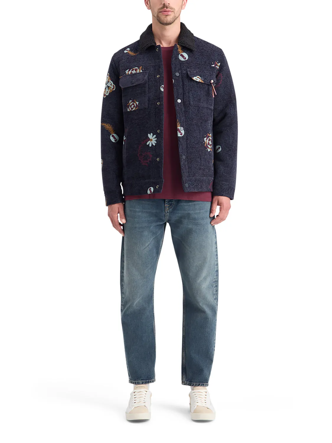 Swirl Poetry Jacquard Trucker Jacket - Night