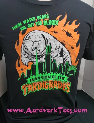 Tardigrades "Invasion of the Tardigrades" T-Shirt - Microbiologist gift - Water Bear - Classic Monster Movie Poster Style Lasers Pew Pews