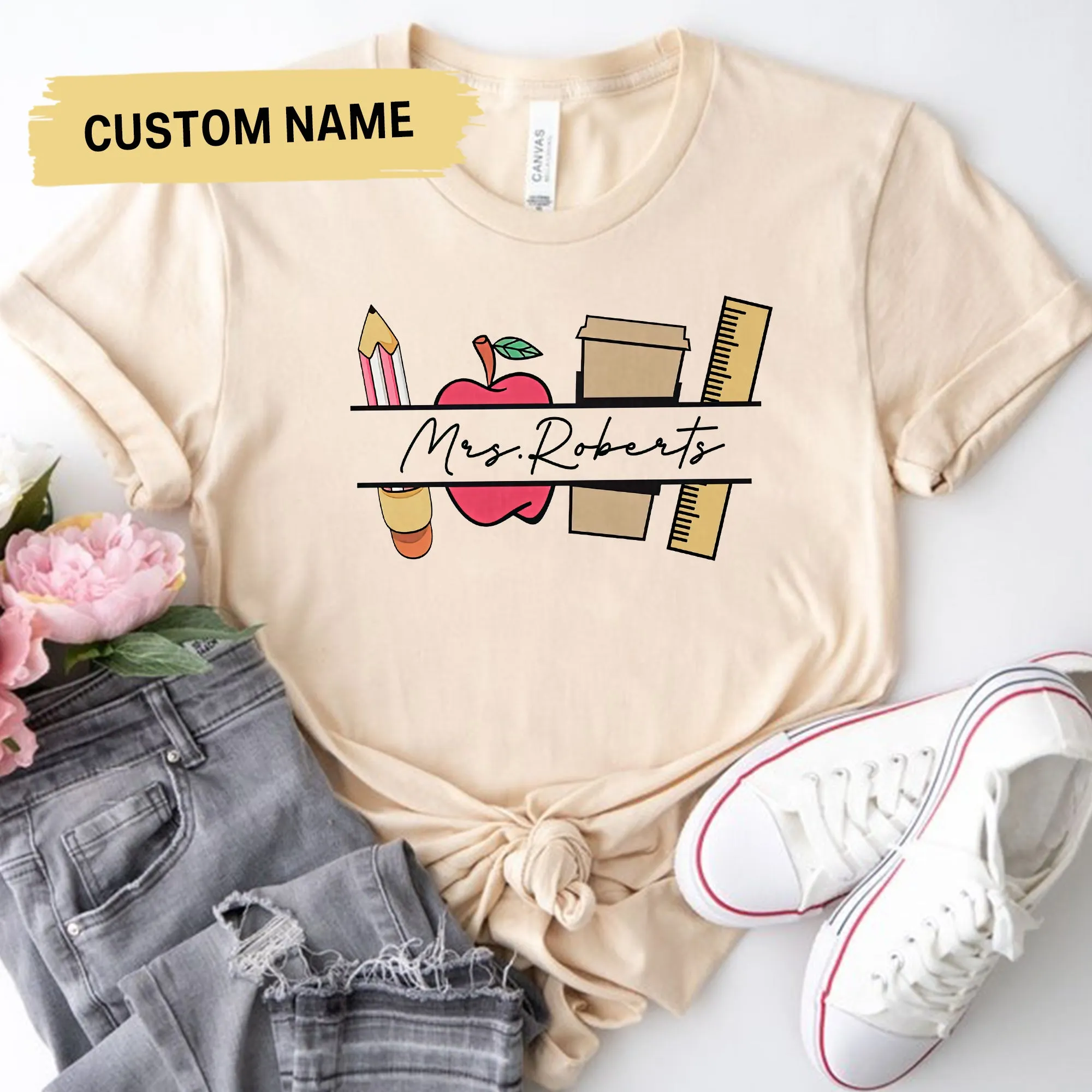 Teacher Shirt, Customizable Notepad Tee, Back to School, End of Year Gift, Teacher Appreciation, Custom Notepad, Teacher Christmas Gift