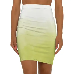 Textured Green Mini Skirt in White Color with Stretch