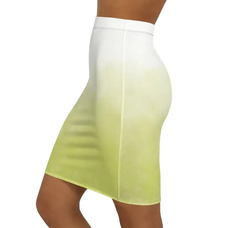 Textured Green Mini Skirt in White Color with Stretch