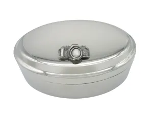 Textured Photography Camera Pendant Oval Trinket Jewelry Box