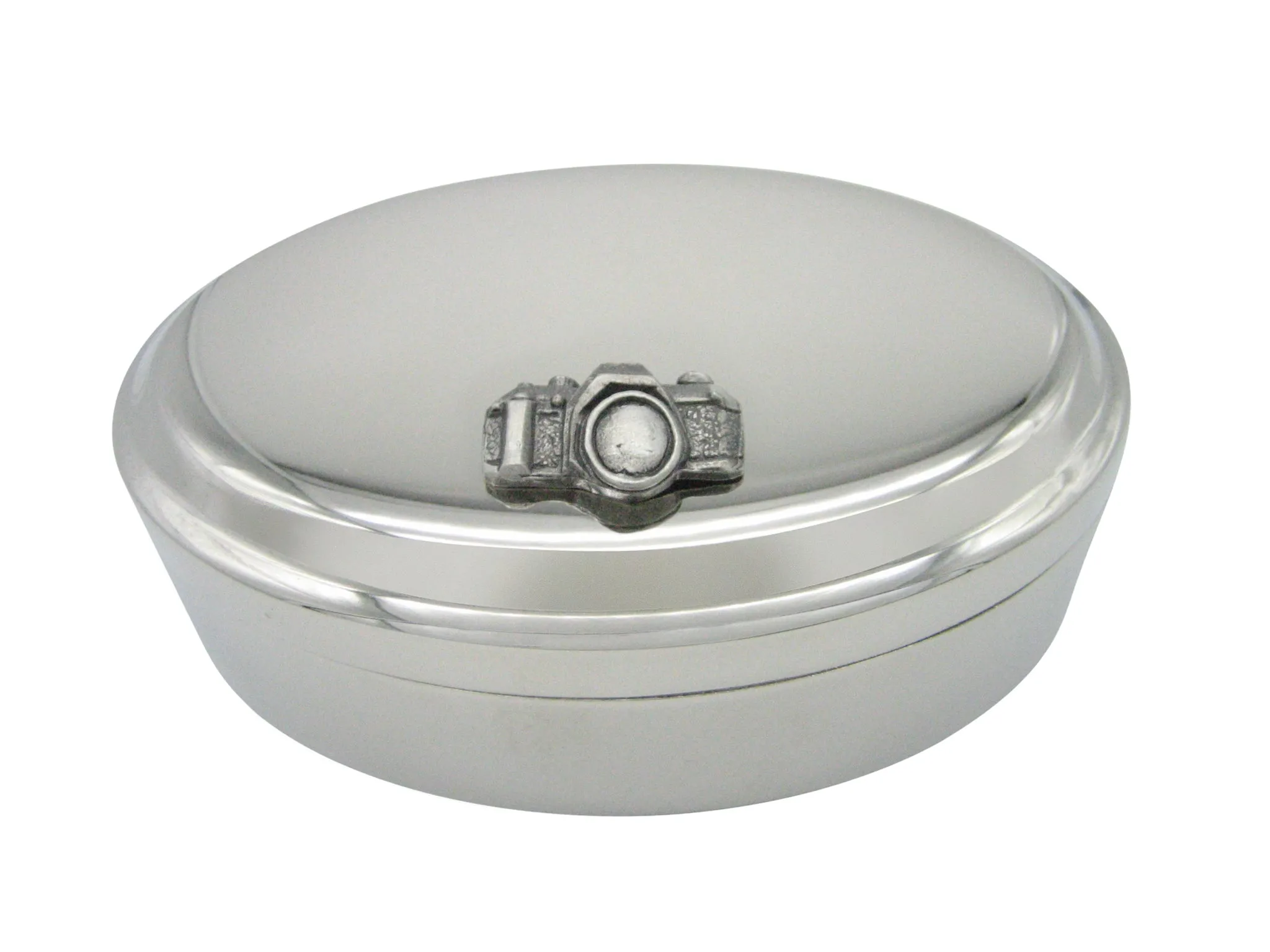 Textured Photography Camera Pendant Oval Trinket Jewelry Box