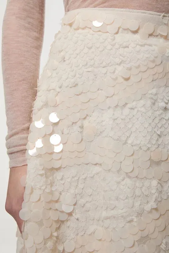 Textured Sequin Woven Midi Skirt