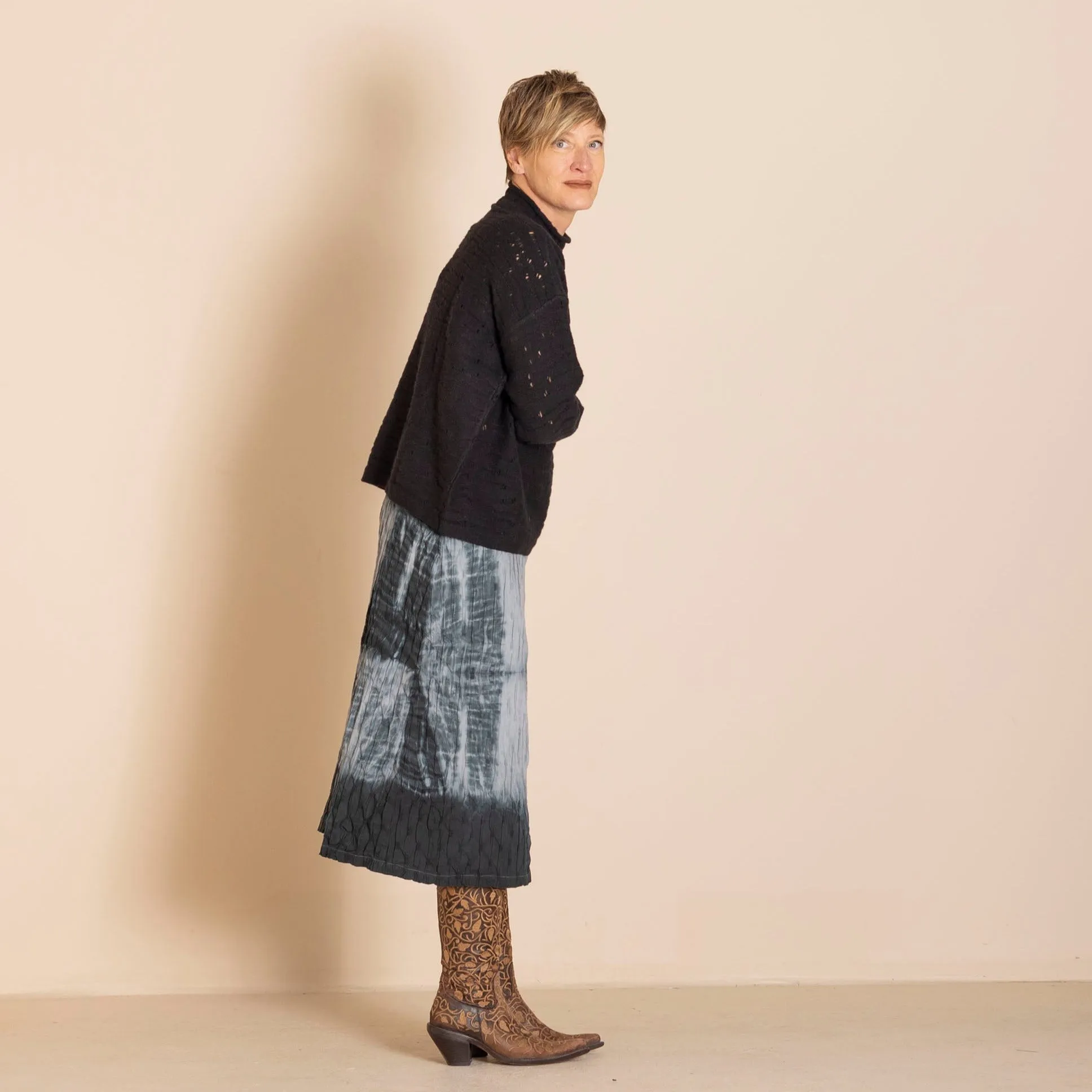 textured shibori a-line skirt