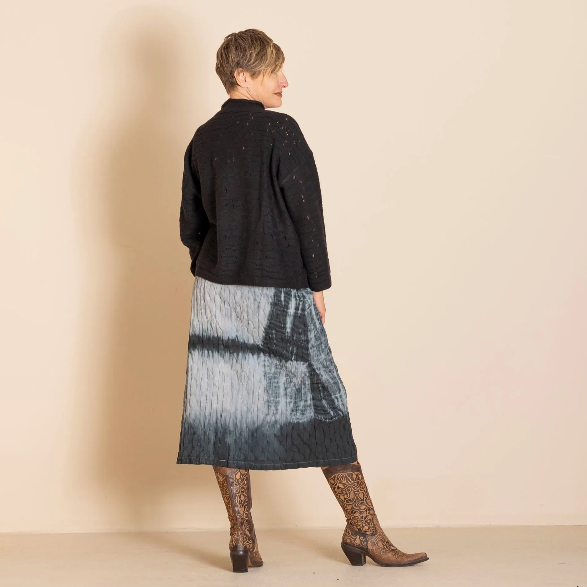 textured shibori a-line skirt