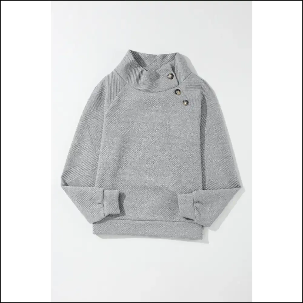 Textured Turtleneck Long Sleeve Sweatshirt