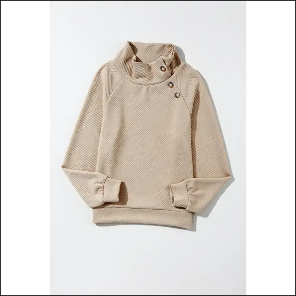 Textured Turtleneck Long Sleeve Sweatshirt
