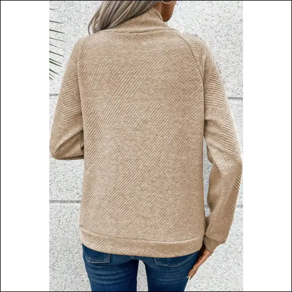 Textured Turtleneck Long Sleeve Sweatshirt