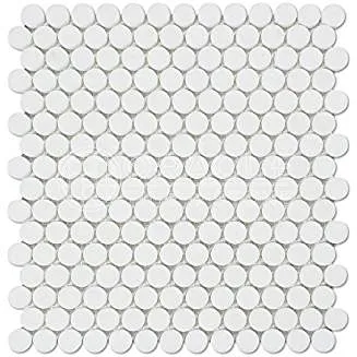 Thassos White Greek Marble Penny Round Mosaic Tile, Polished