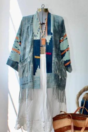 The Highlands Foundry Solid Indigo   Ikat Haori Jacket THF9