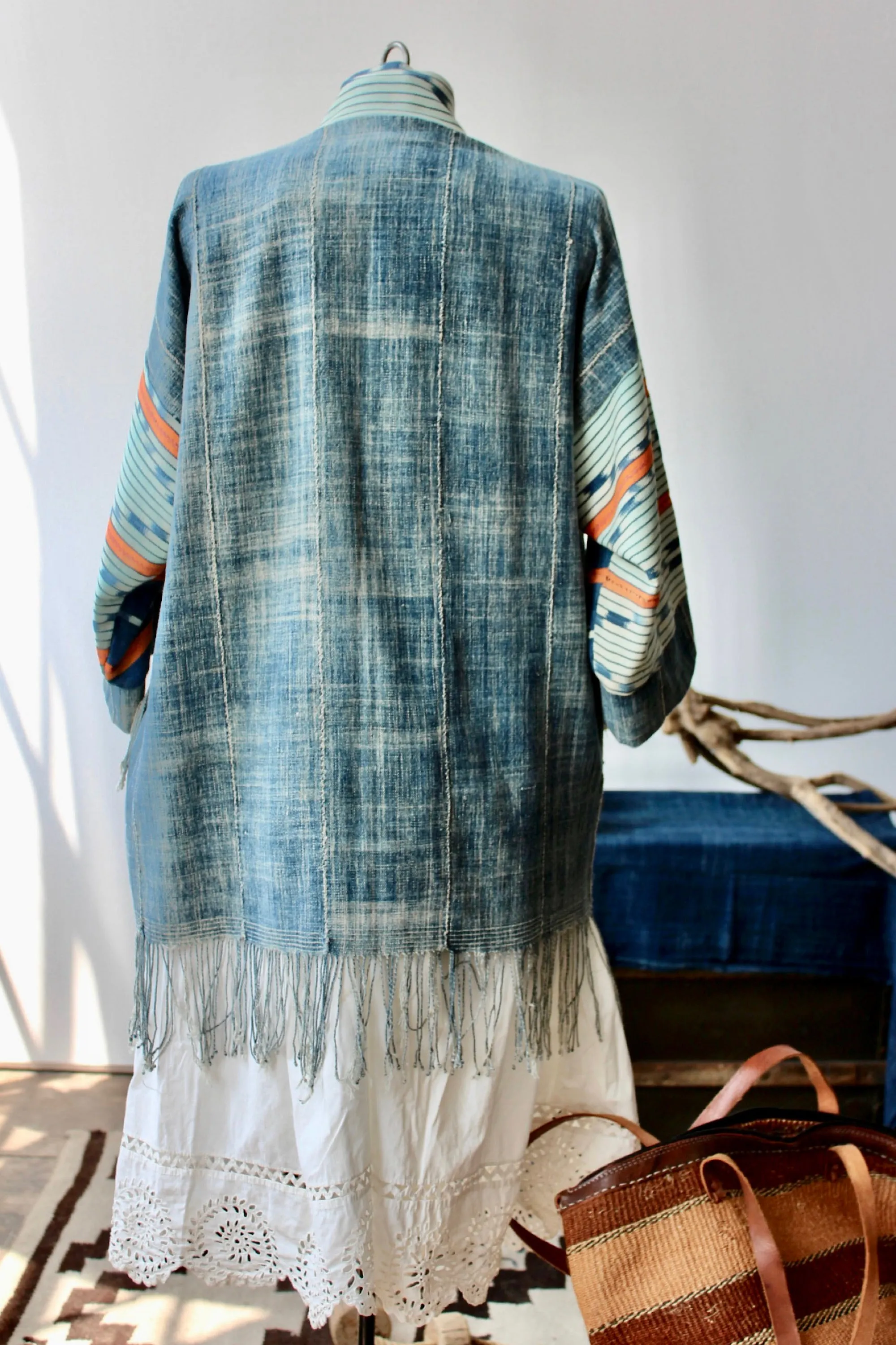The Highlands Foundry Solid Indigo   Ikat Haori Jacket THF9