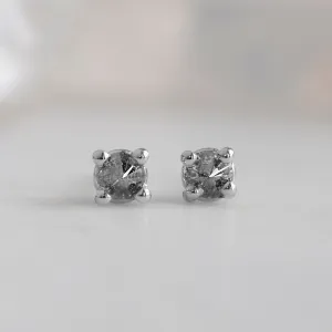 The Inverted Salt and Pepper Diamond Stud Earrings | 14K White Gold
