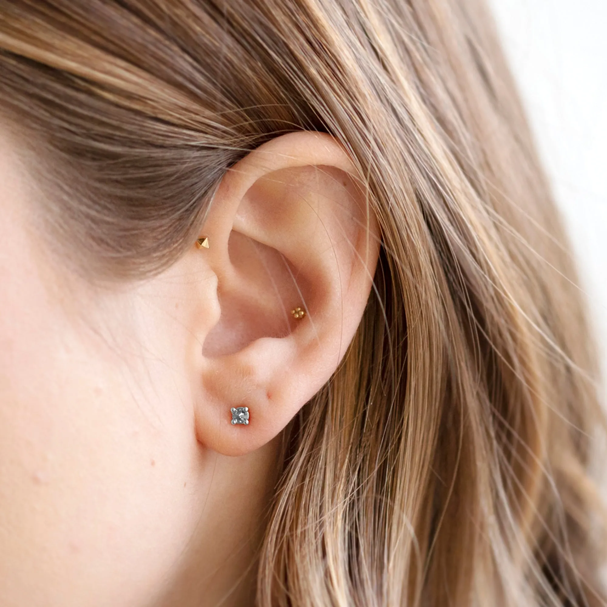 The Inverted Salt and Pepper Diamond Stud Earrings | 14K White Gold