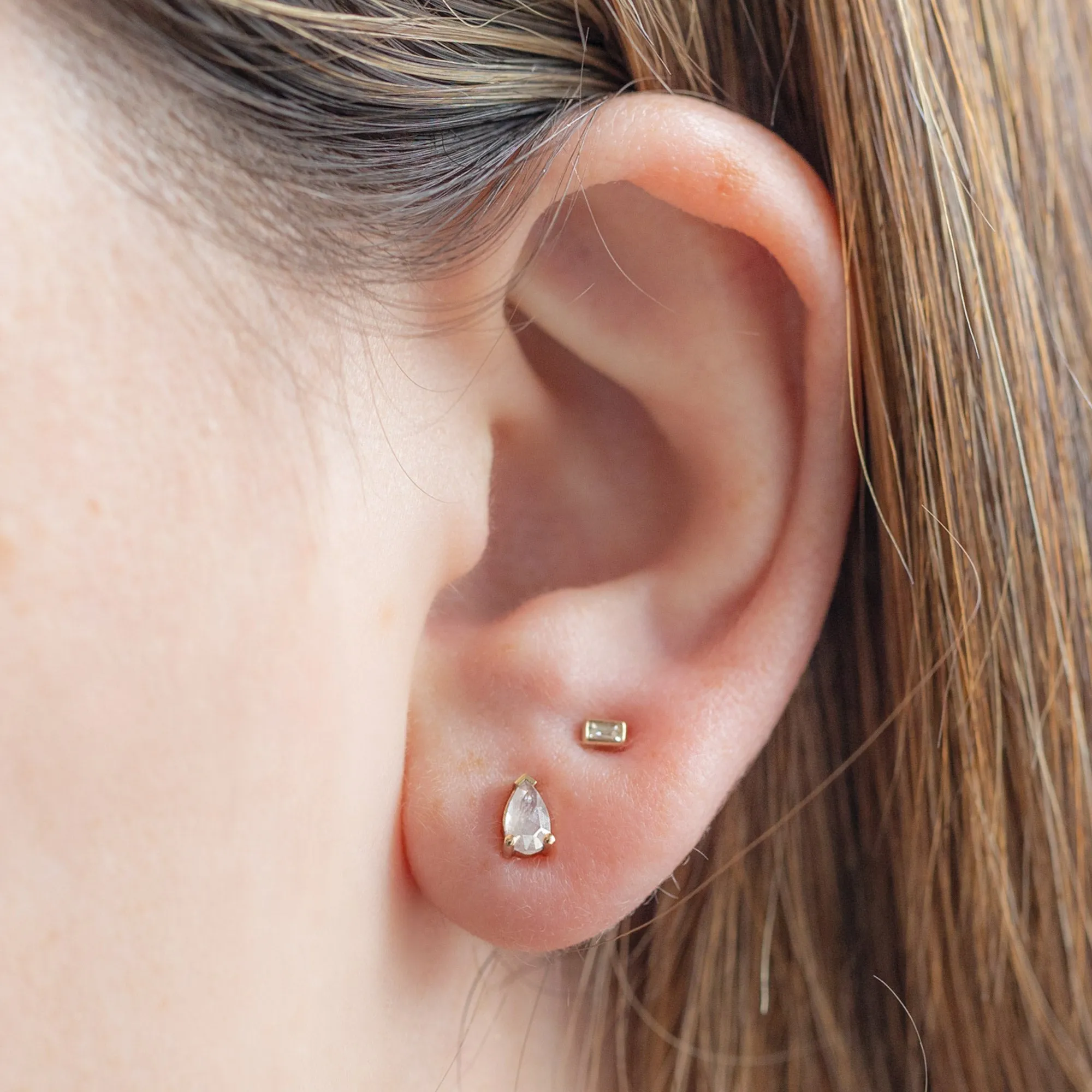 The Opalescent Icy White Diamond Stud Earrings | 10K Yellow Gold
