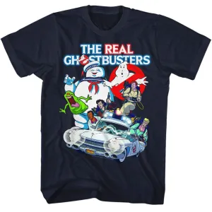 The Real Ghostbusters GB Collage Navy T-Shirt