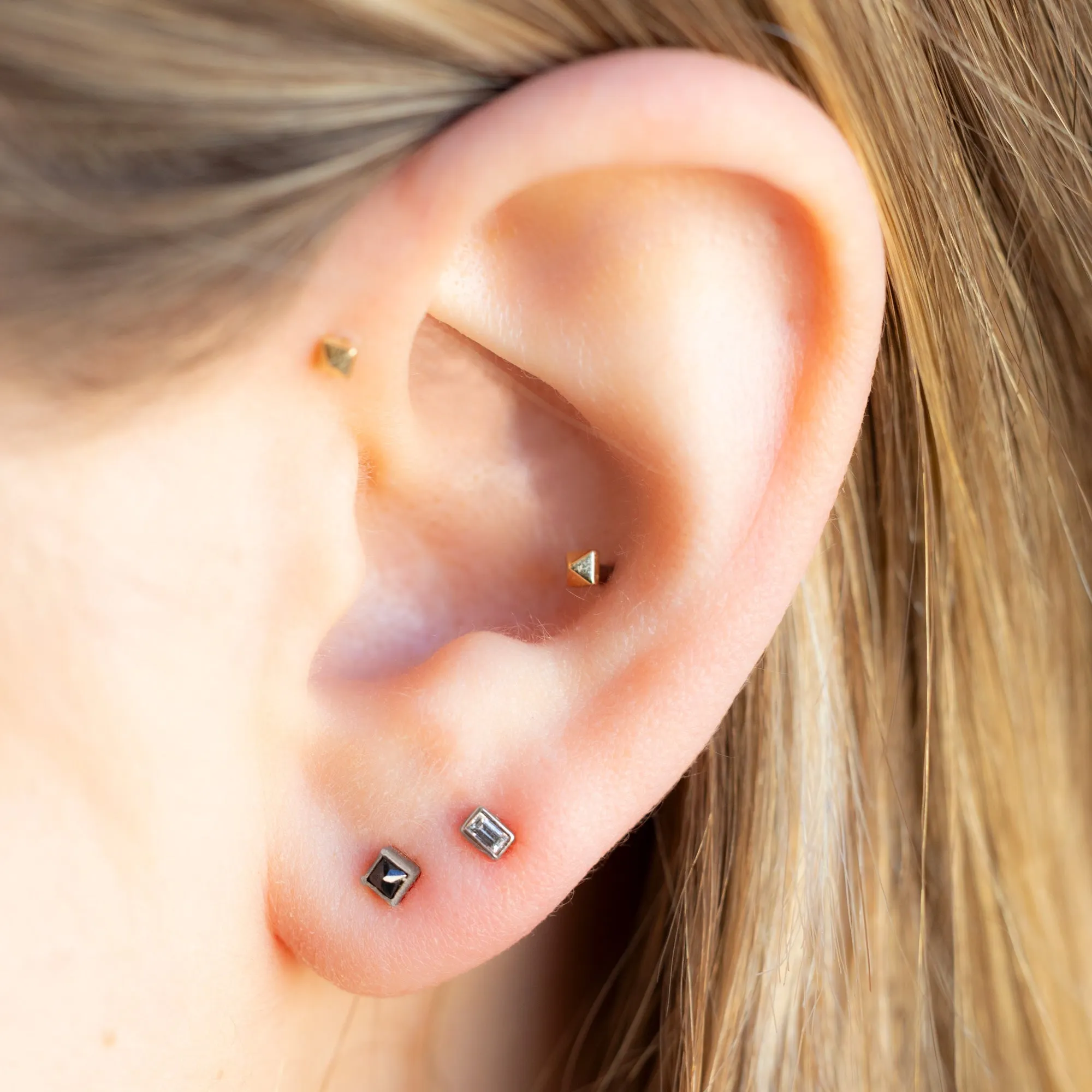 The Teensy Black Diamond Spike Stud Earrings | 14K White Gold