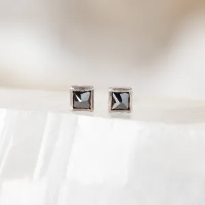 The Teensy Black Diamond Spike Stud Earrings | 14K White Gold