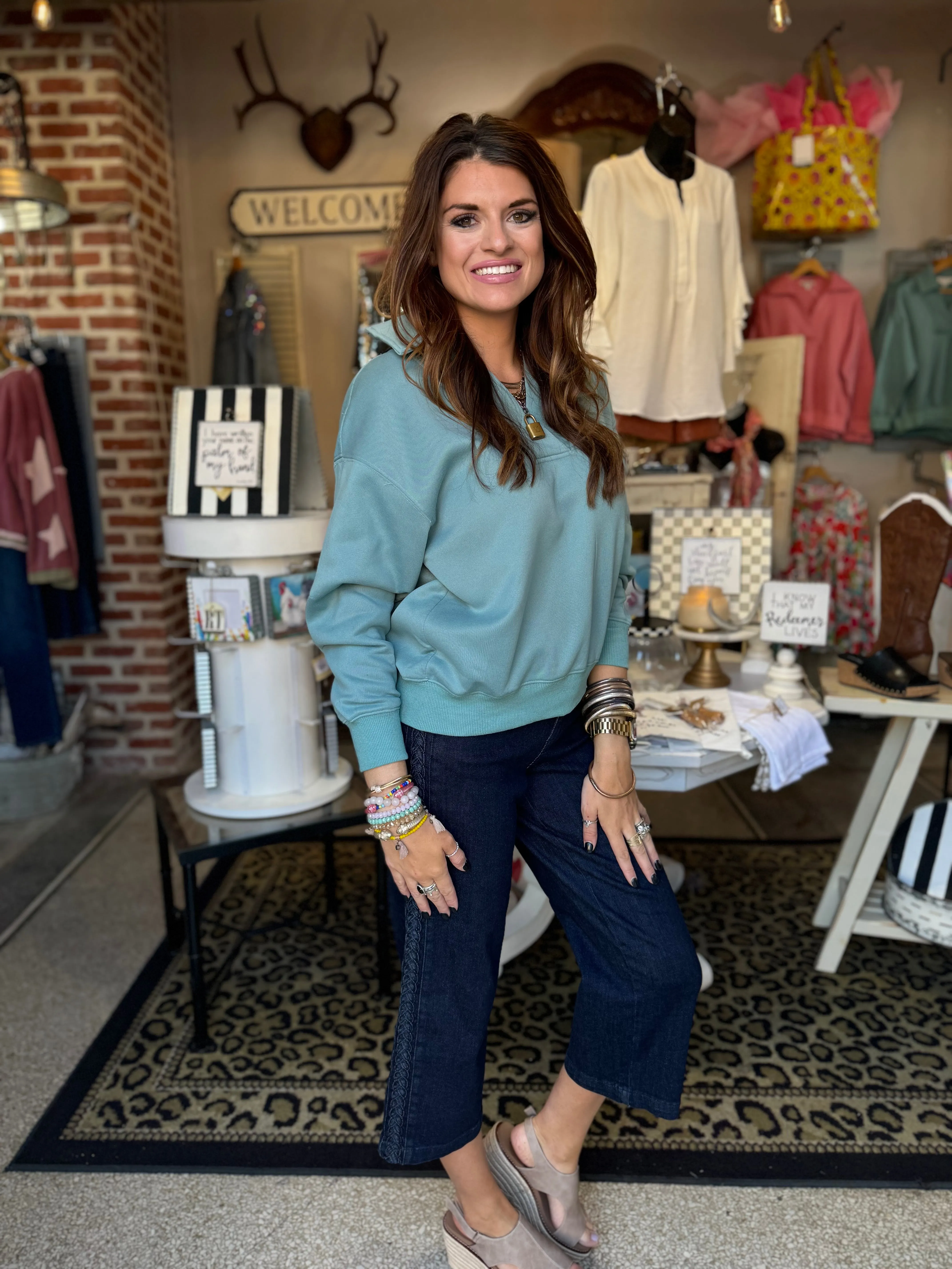 The Tessa Pullover -Sea Foam Green