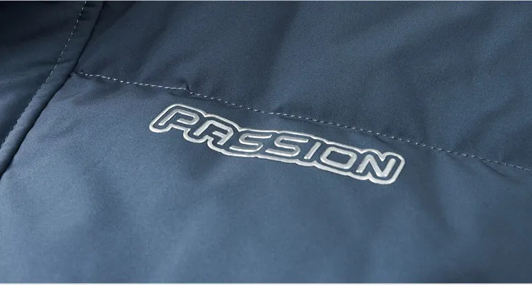Thickened Hooded Puffer Down Jacket with Label Detailing
