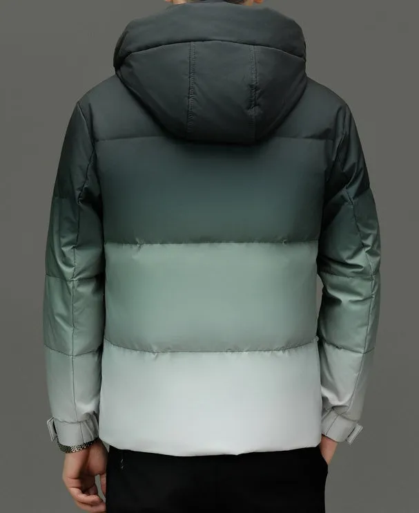 Thickened Hooded Puffer Down Jacket with Label Detailing