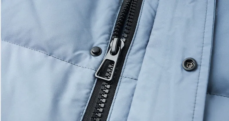 Thickened Hooded Puffer Down Jacket with Label Detailing