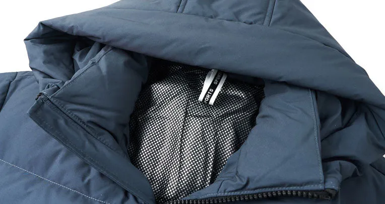 Thickened Hooded Puffer Down Jacket with Label Detailing