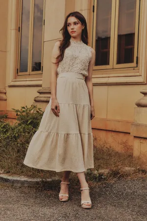Tiered Textured Midi Skirt