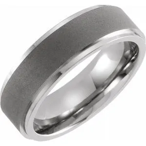 Titanium 7 mm Ridged Oxidized and Polished Band Size 8