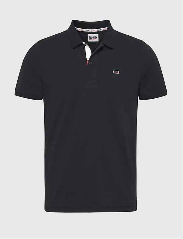 Tommy Jeans | Slim Fit Poloshirt aus reiner Bio-Baumwolle | BDS schwarz