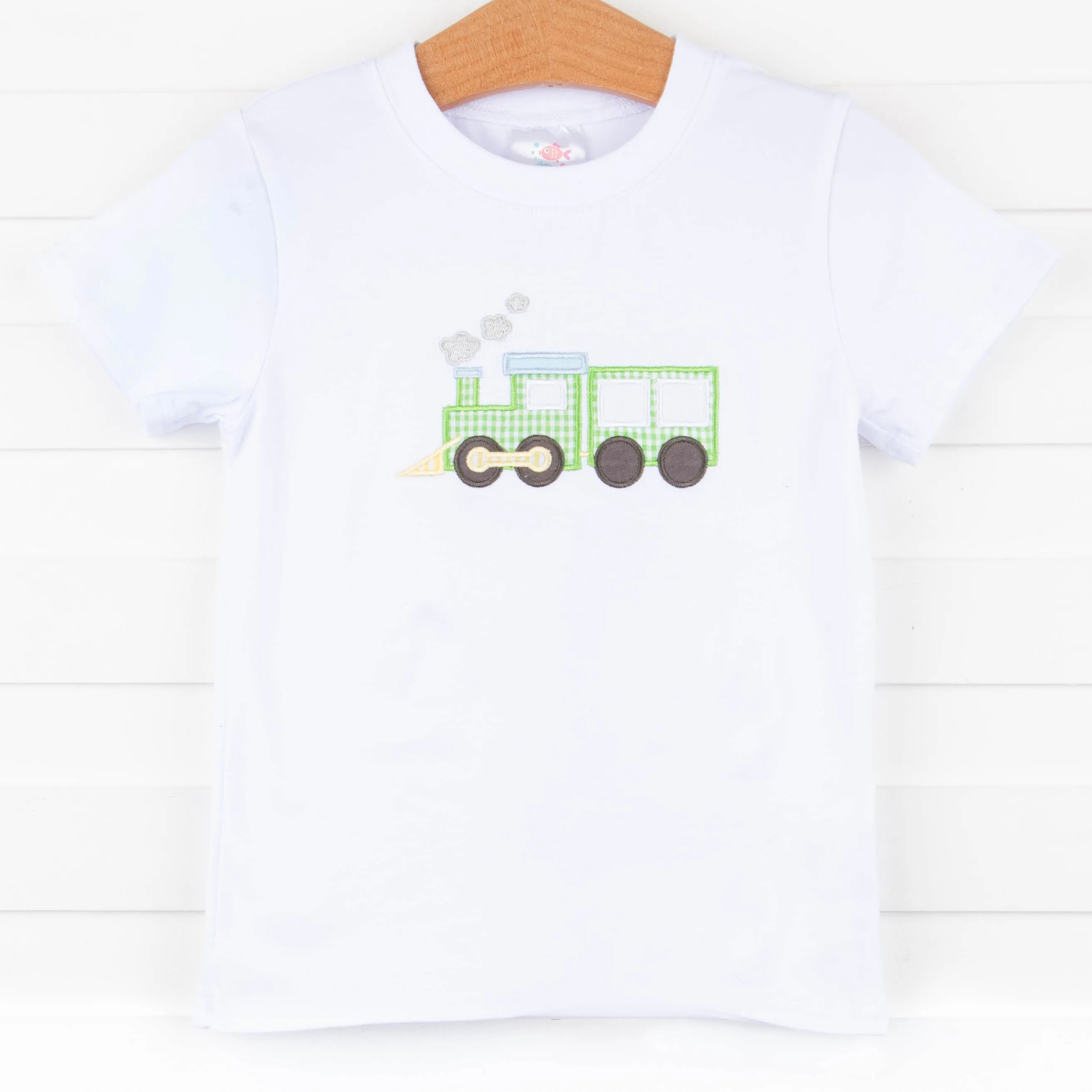Train Time Applique Shirt, White