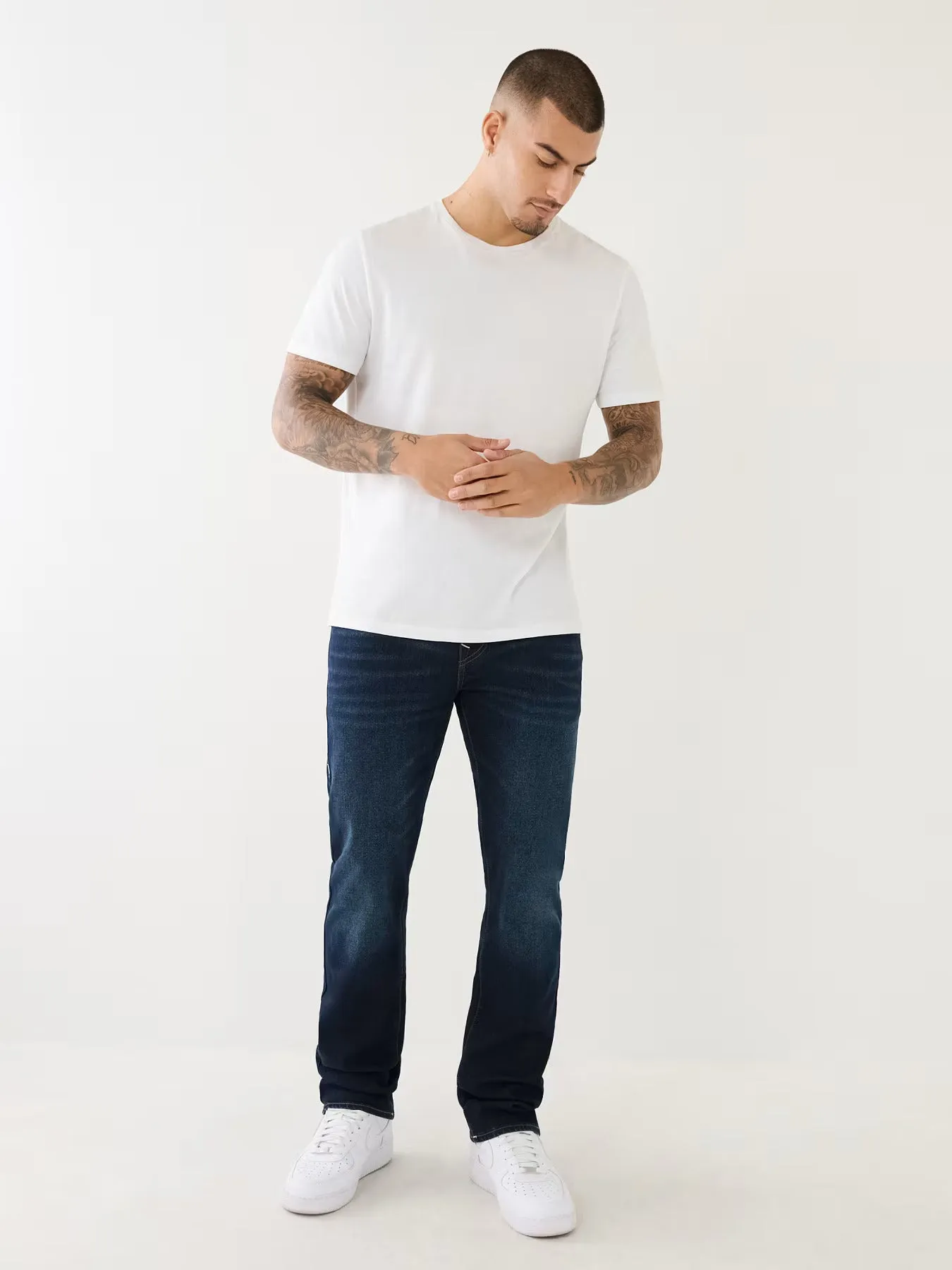 True Religion Mens SN Ricky Straight Fit Blue Mid Rise Jeans