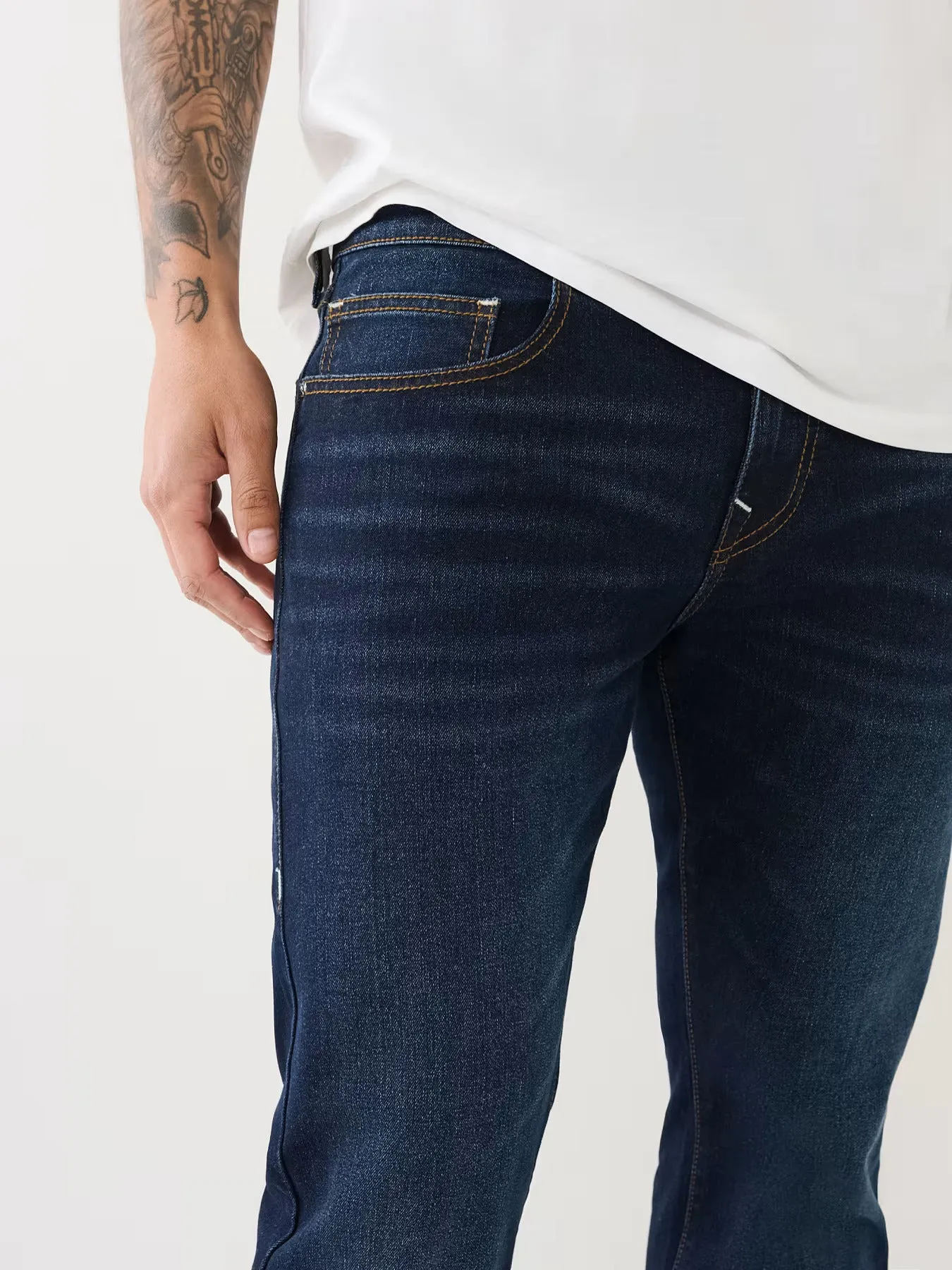 True Religion Mens SN Ricky Straight Fit Blue Mid Rise Jeans