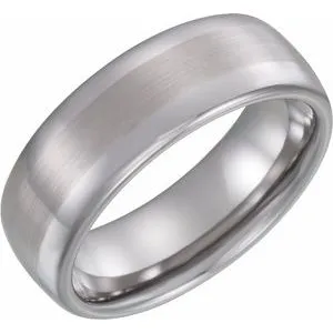 Tungsten 8 mm Rounded Edge Band with Satin Center Size 11